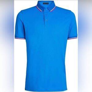 G/FORE Racer Blue Pink Dual Line Short Sleeve Golf Polo